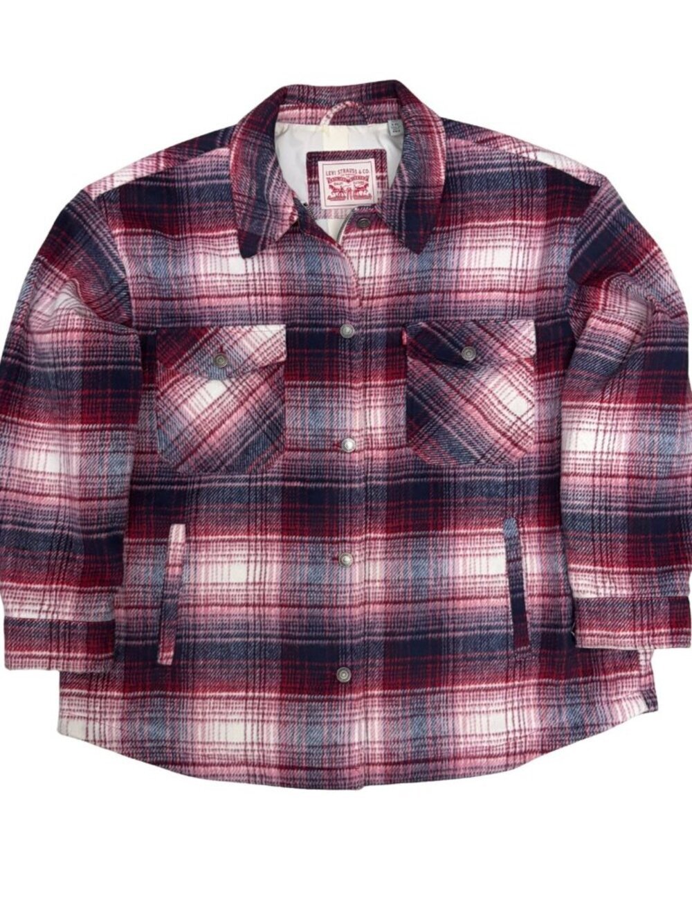 LEVIS PLAID Faux Mohair Jacket Shacket Lined Flannel Lumberjack Coat Mens 2XL